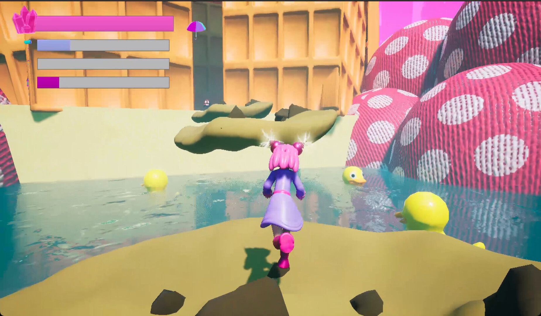 Amber using magical weapons in the game